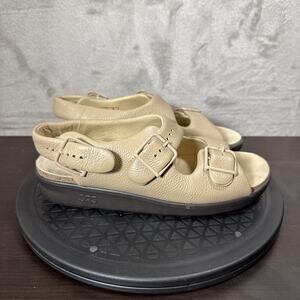 SAS Womens Size 8N Relaxed Beige Leather Flats Sandals Comfortable Orthopedic